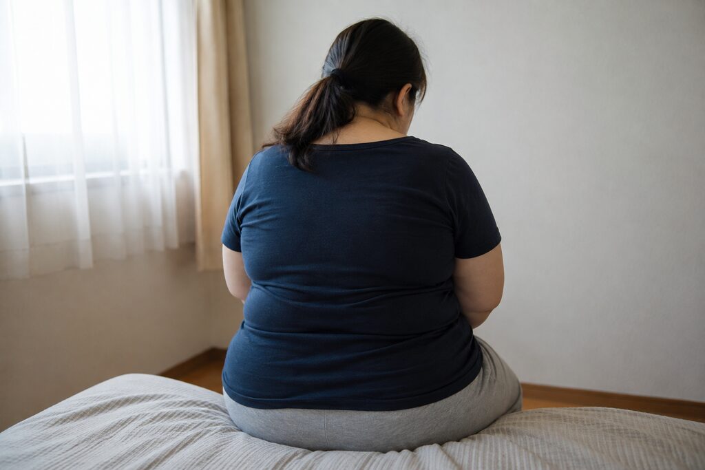 ストレスによる過食で固太りになった体型